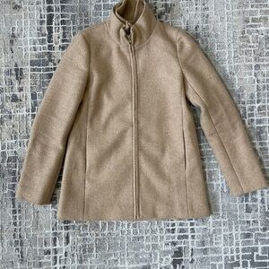 J. Crew Camel Zip-Front Wool-Blend Pea Coat